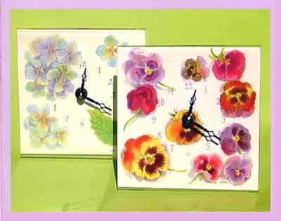 Scattered Hydrangea and Pansy Clocks image